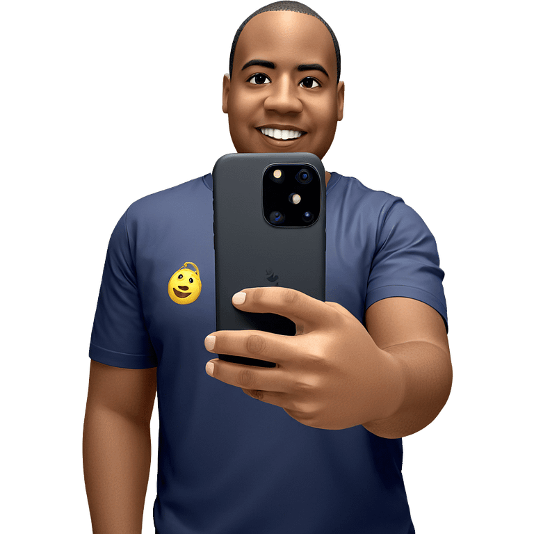 smiling boy with phone emoji