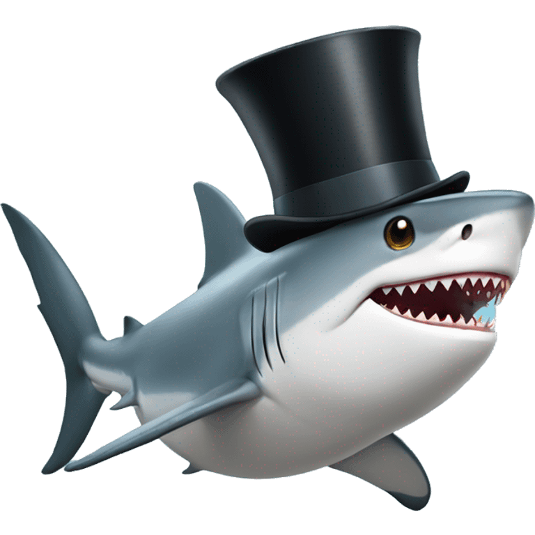 Shark with a top hat emoji