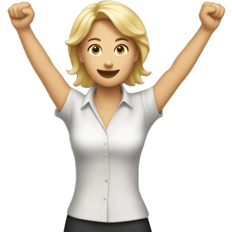 blondie woman celebrating strength posture arms emoji