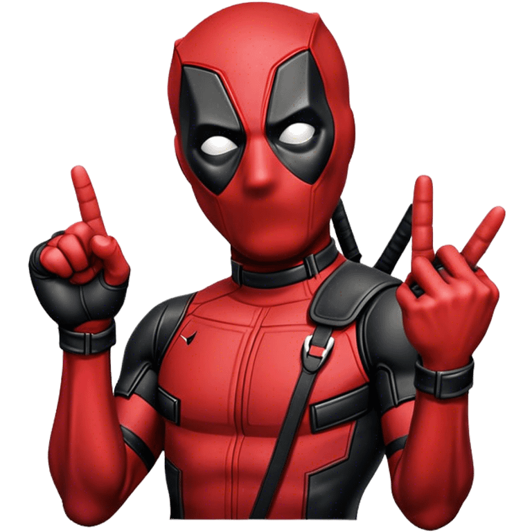 deadpool holding up middle finger emoji