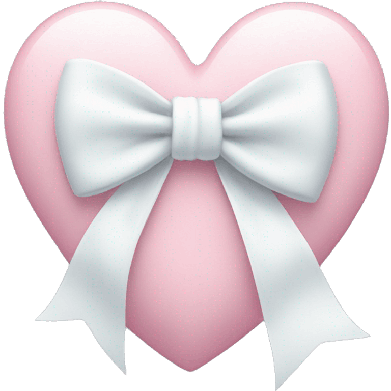 Pastel pink heart with white bow emoji