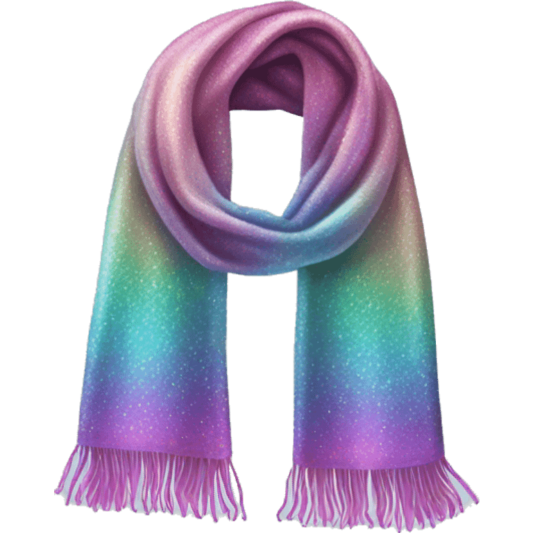 Realistic iridescent sparkle glitter winter scarf isolated. emoji