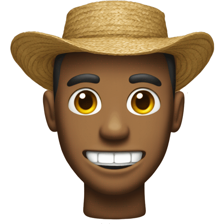 man in straw hat with buck teeth emoji