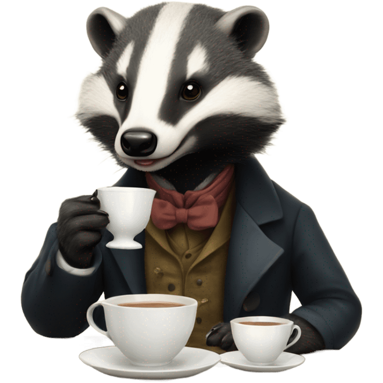 Victorian Badger drinking tea emoji