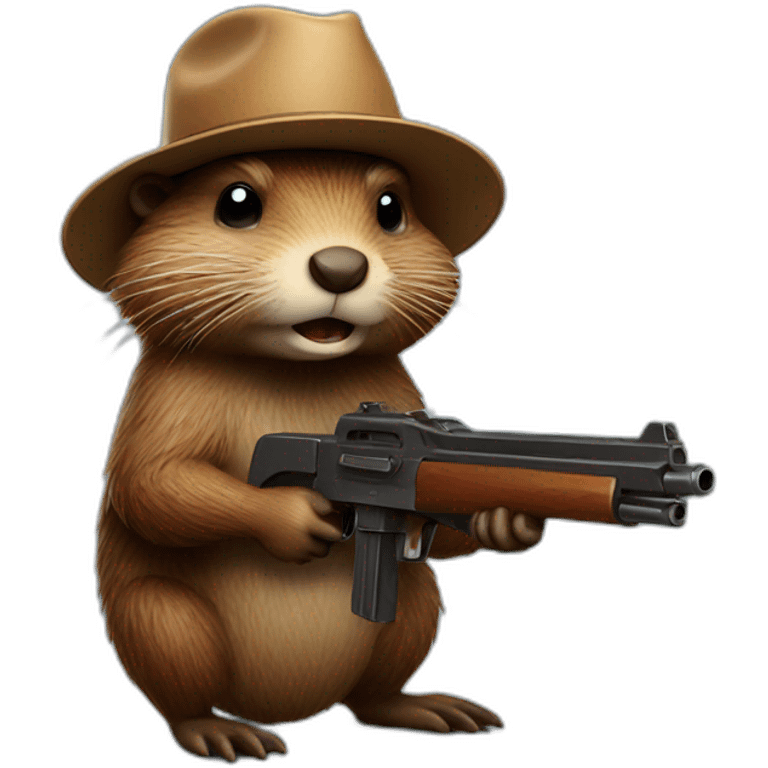 beaver with a gun and a cool hat emoji