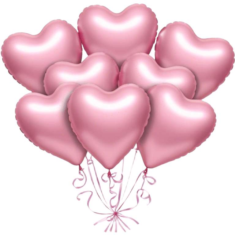 six metallic heart-shaped balloons in pastel pink  emoji