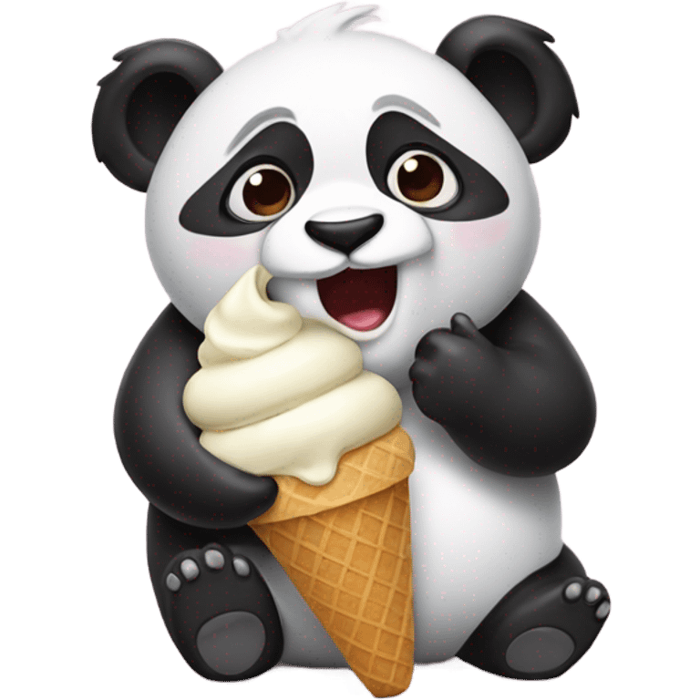 Panda eating ice cream emoji