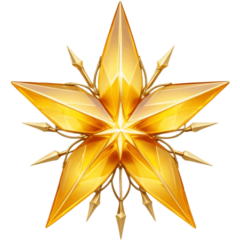 A radiant yellow dream star emerges, carefully being built by hands connecting delicate strands of golden thread and translucent panels of glowing amber glass. emoji