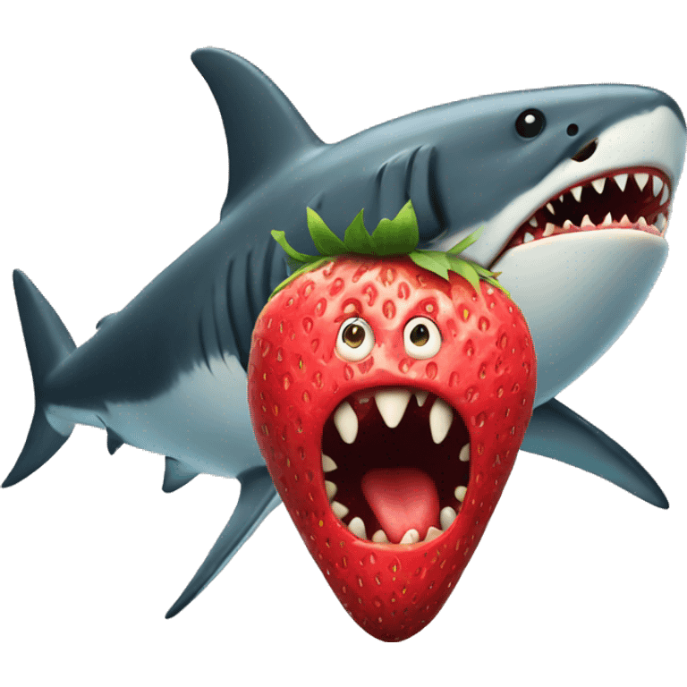 Evil Strawberry eating a shark emoji