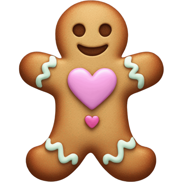 pastel gingerbread man with heart emoji