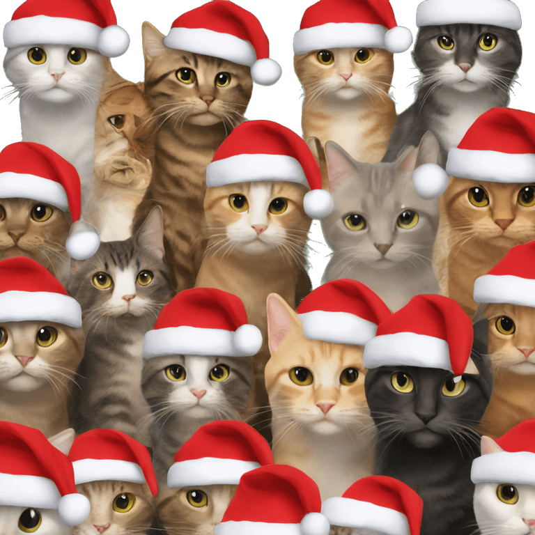 13 cats at a christmas party emoji