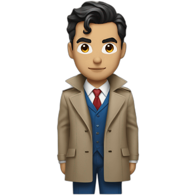 superman in a business suit and a trench coat takes the stand emoji