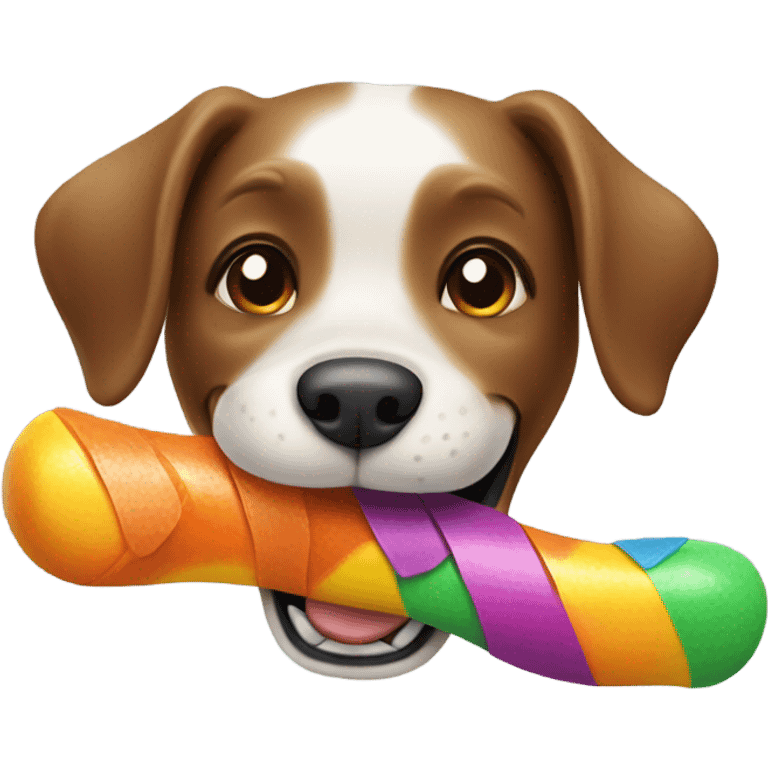 Dog holding a toy emoji