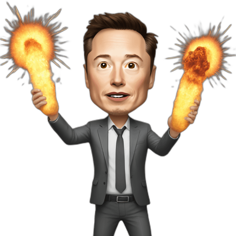 elon musk hit by an exploding rocket emoji