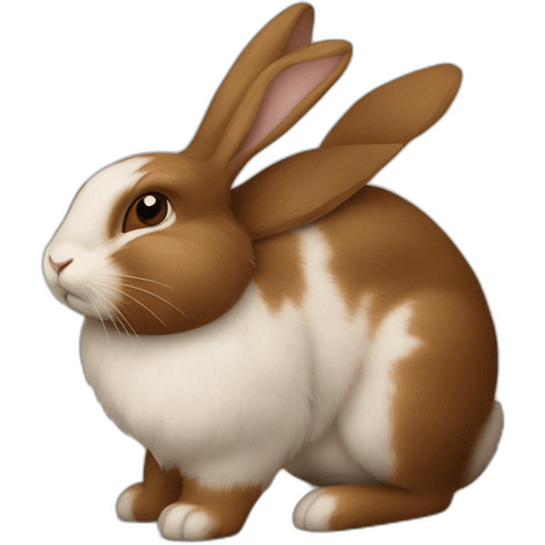 Lapin nain sur une lapine géante marron  emoji