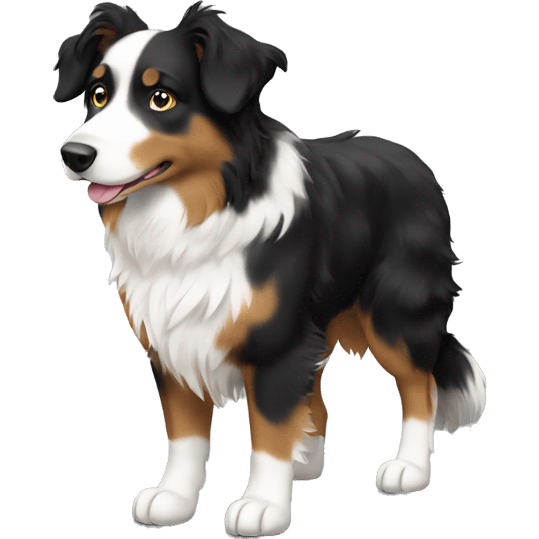 Create a black, tan and white Australian shepherd with white paws emoji