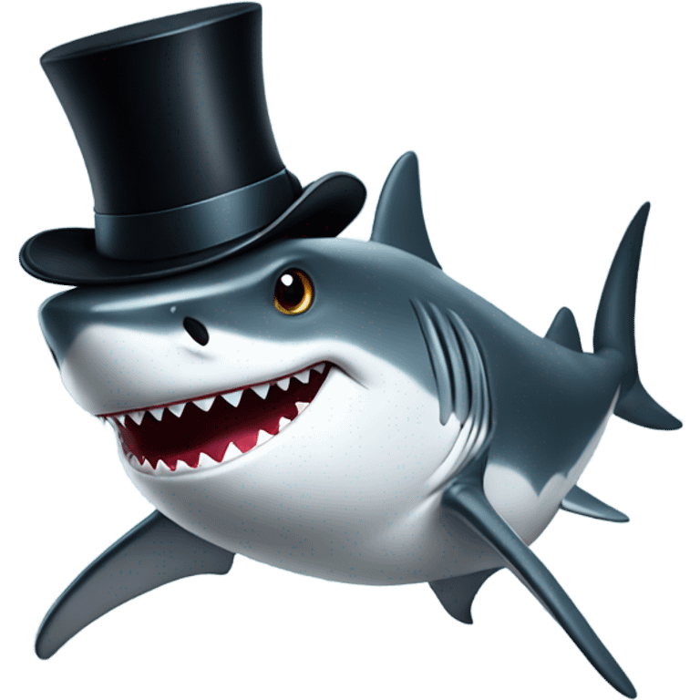 Shark with a top hat emoji