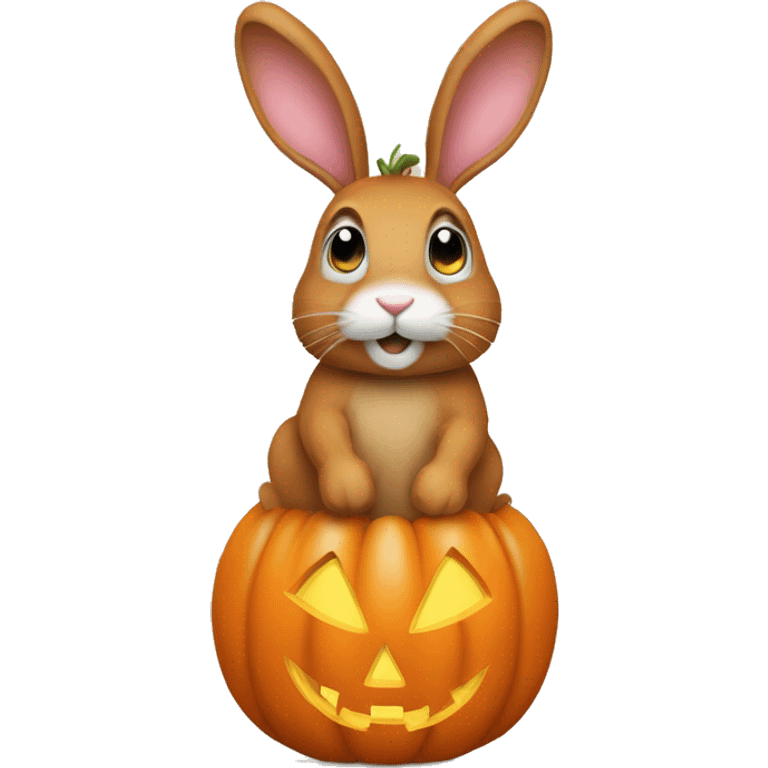 Bunny in pumpkin  emoji