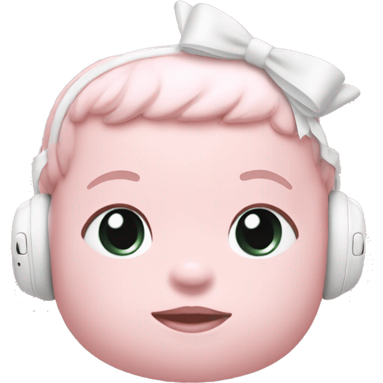 Baby pink AirPod max with a white bow emoji