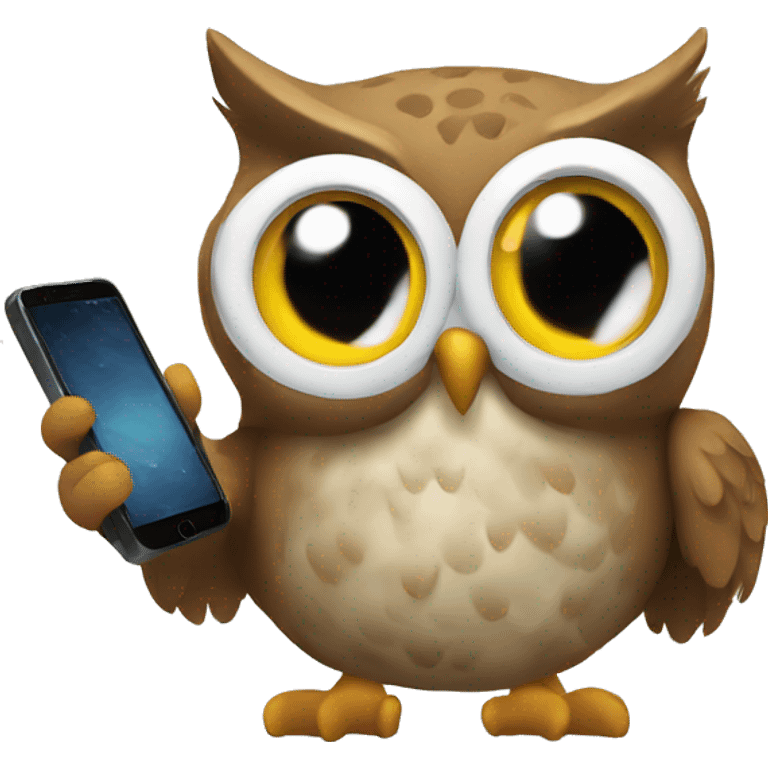 owl playing with the phone emoji