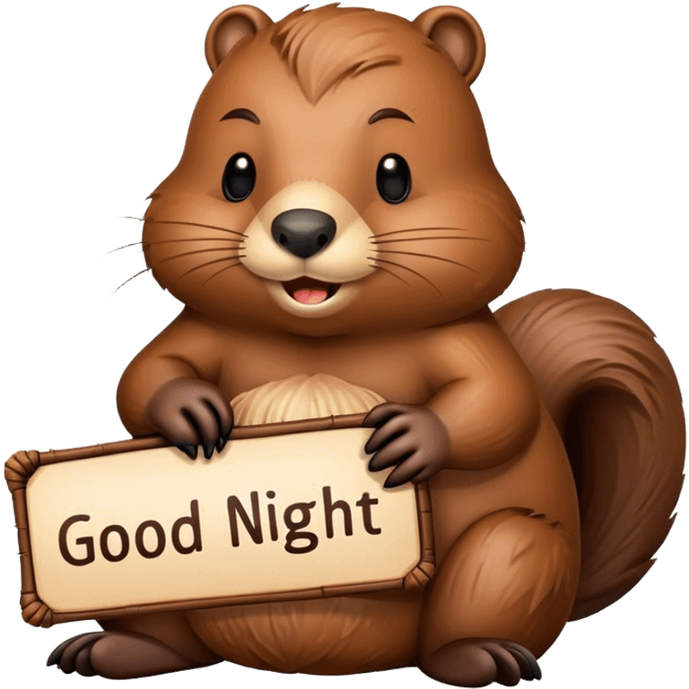 Beaver with inscription good night  emoji