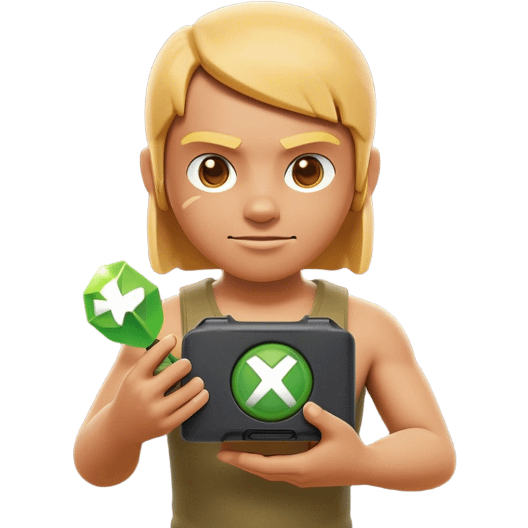 Clash of Clans aesthetic: Cinematic Playful Xbox 360 Console Portrait Emoji, rendered in a 3D vector-style similar to standard emojis with minimal shading and bold, simplified shapes. A compact, distinct form with signature details, softly glowing with a modern gaming energy charm. Simplified yet unmistakably iconic, highly detailed and consistent, glowing with a soft radiance and high shine. Stylized with a touch of next-gen innovation and a soft glowing outline, capturing the essence of a beloved gaming relic with a friendly, playful manner! emoji