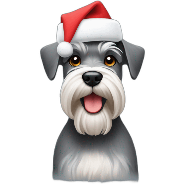 Schnauzer in a Christmas hat emoji