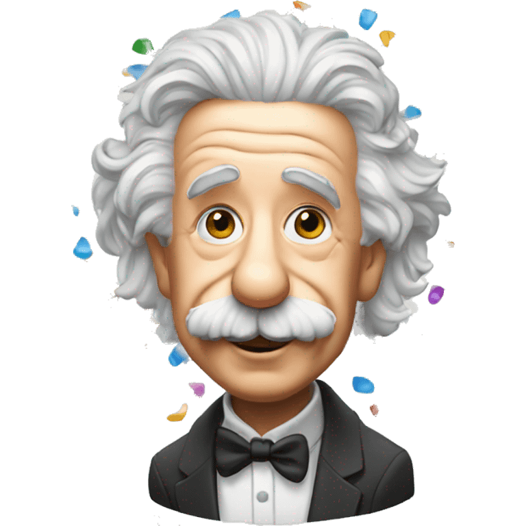 albert einstein holding colorful confetti in his hand emoji