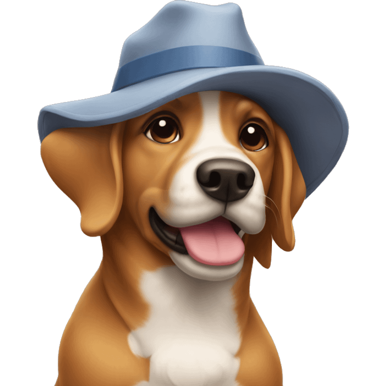 Dog in the park with a hat emoji