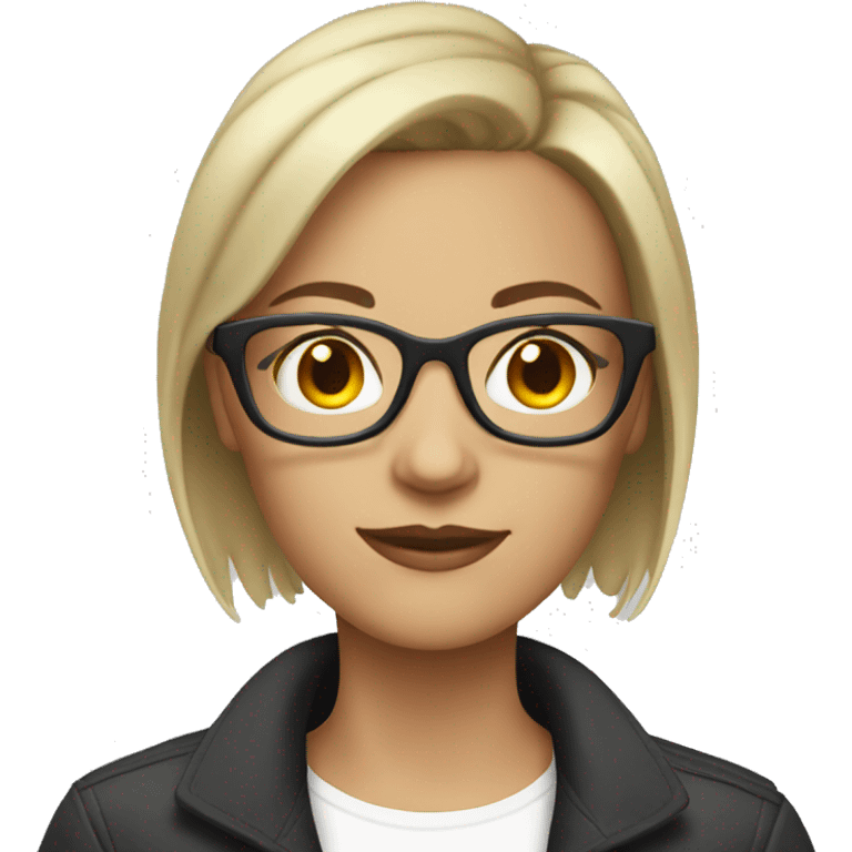 white woman short highlighted hair glasses emoji