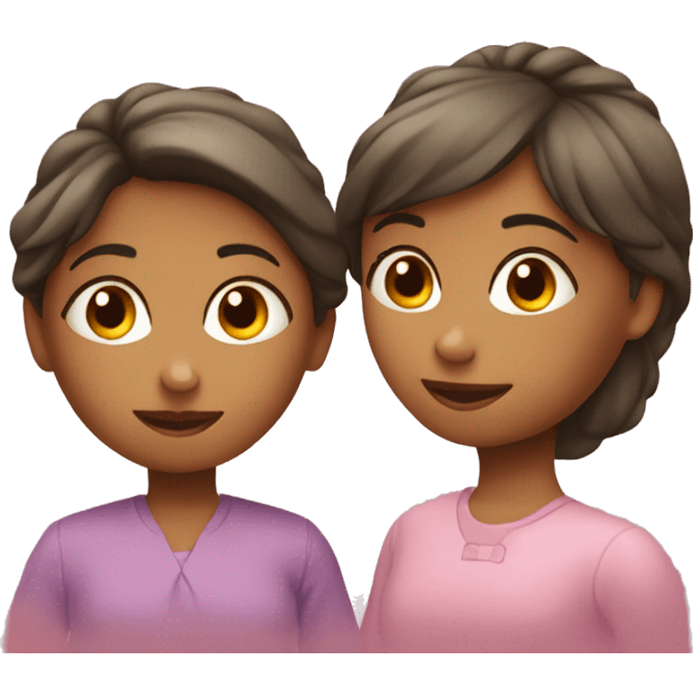 two little girls with mother emoji