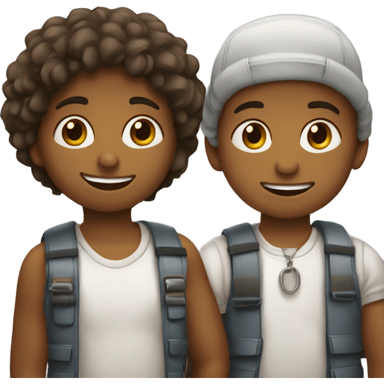 dois meninos crianças brincando  emoji