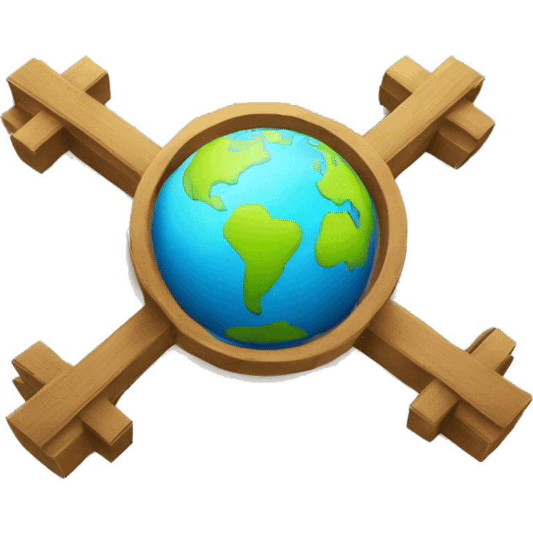 a cross with the globe in front, but make the cross infront of the globe smaller symbolizing spreading the gospel emoji