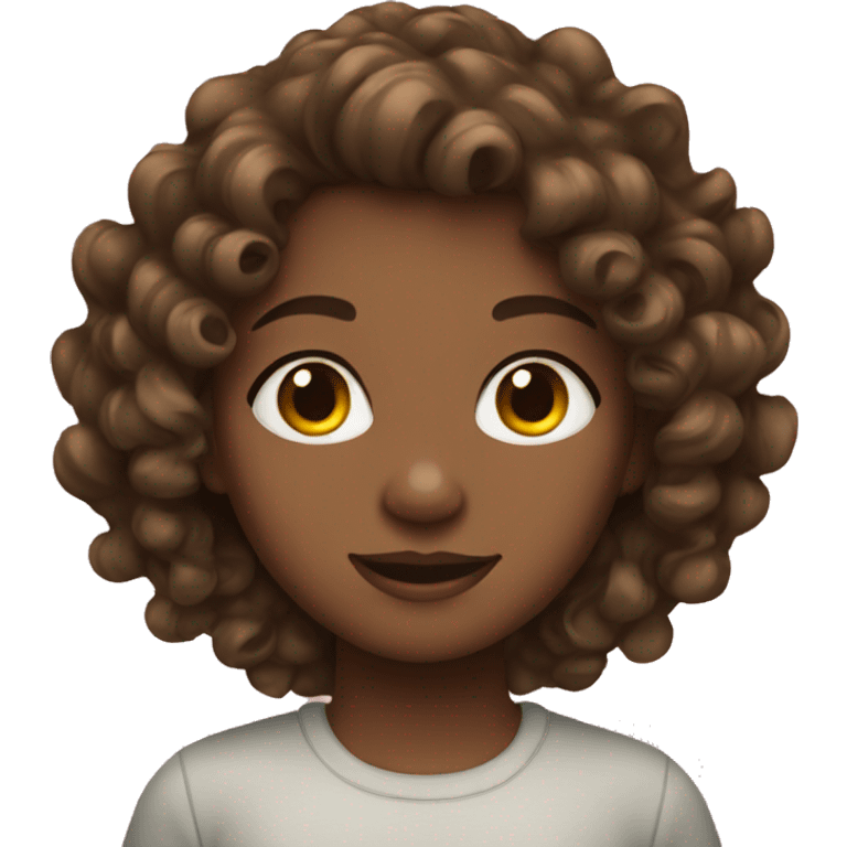 girl with curly brown hair and eyes emoji