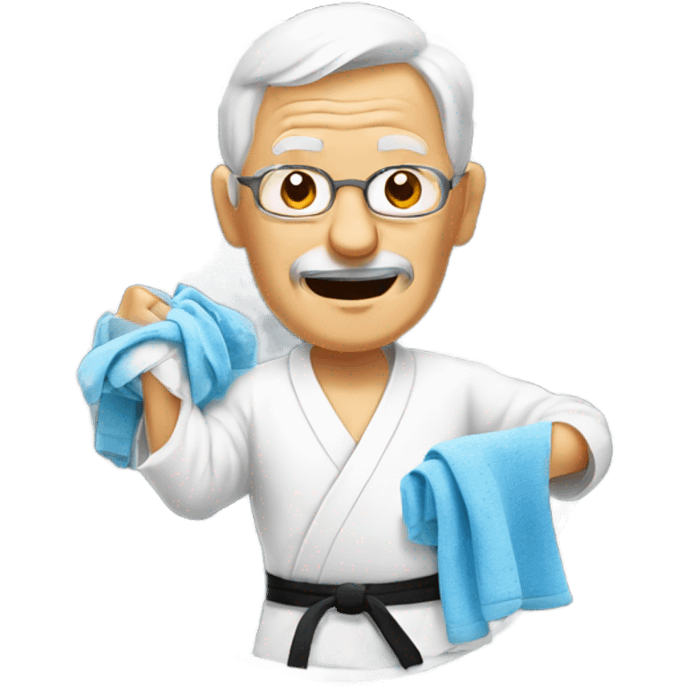 Karate old man doing laundry  emoji