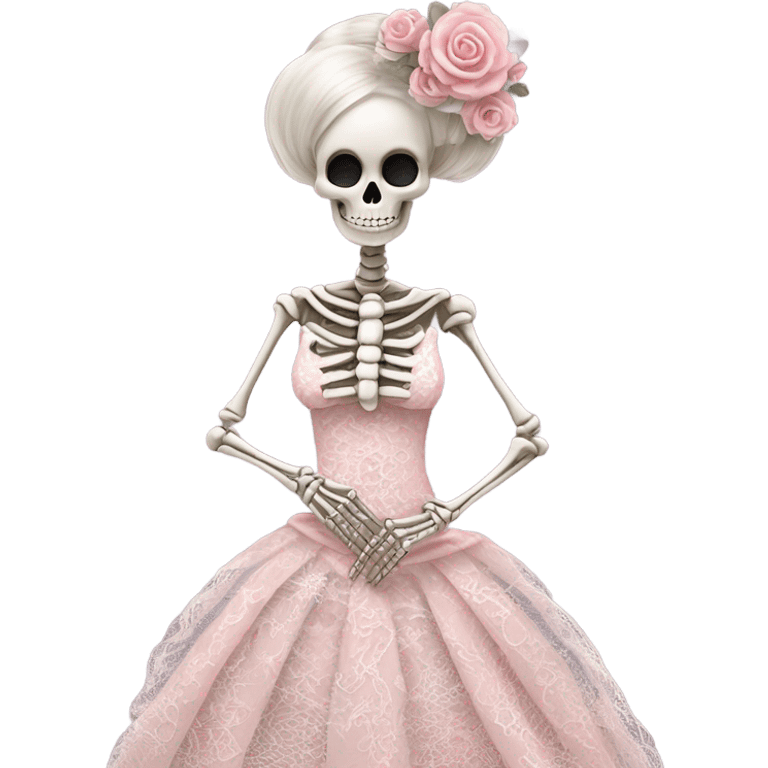 Skeleton wearing pink wedding dress to impress emoji