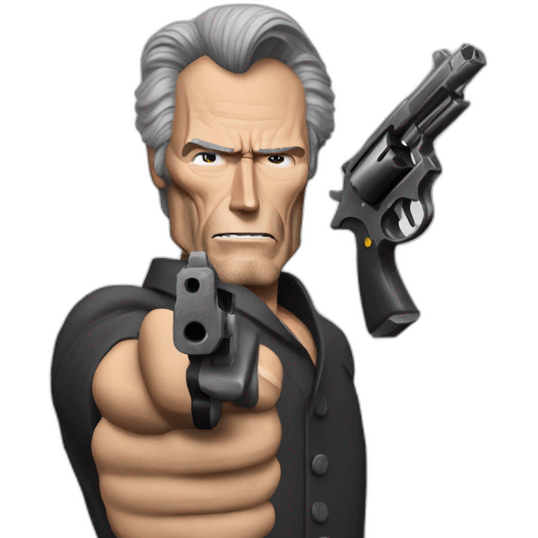 Clint Eastwood simulates a gun with the hand emoji