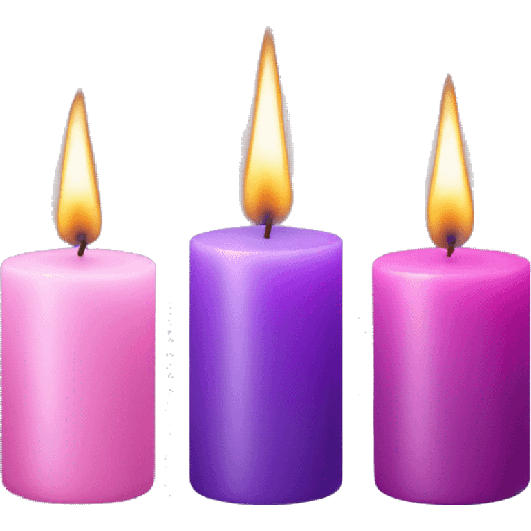 Three purple candles and one pink candle  emoji