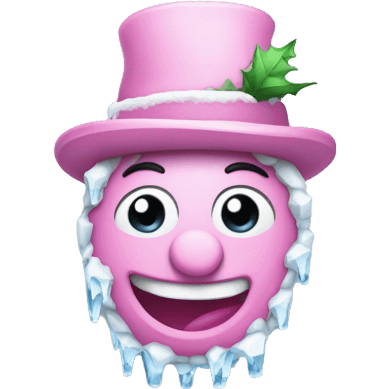 Pink icey snowman emoji