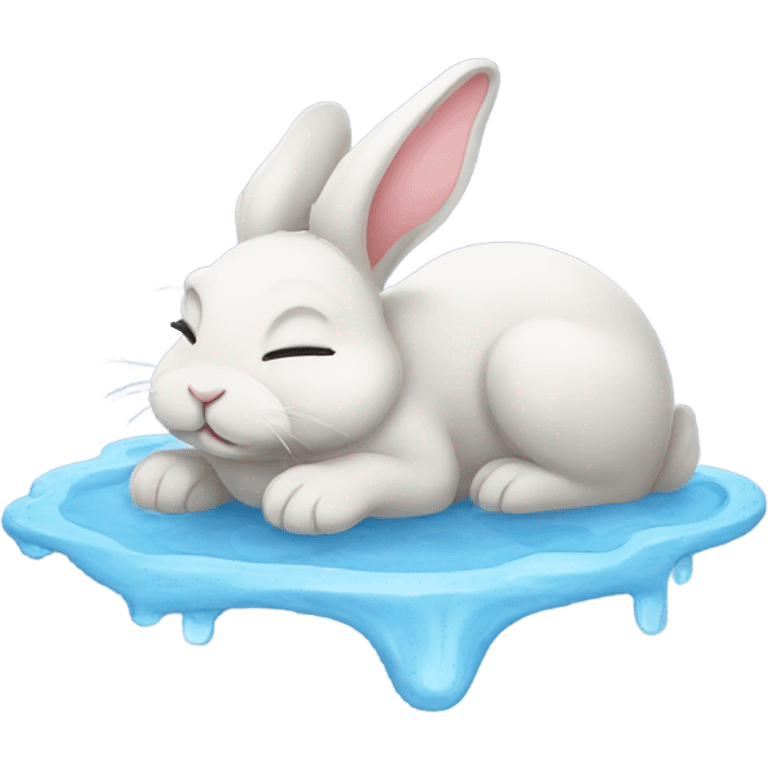 Bunny sleeping on a puddle of water emoji