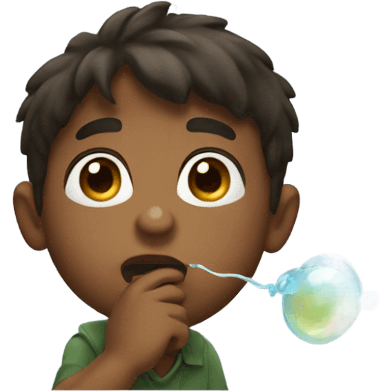 brown boy blowing bubbles emoji