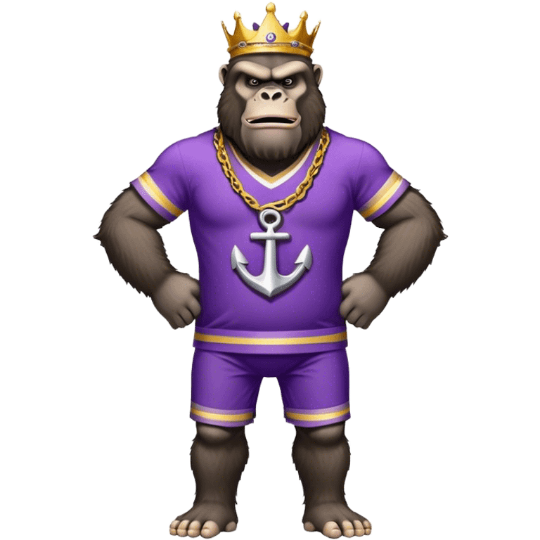 king kong wearing dockers jersey white and purple anchor emoji