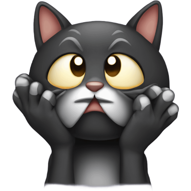 a scaredy-cat holding his head with his paws emoji