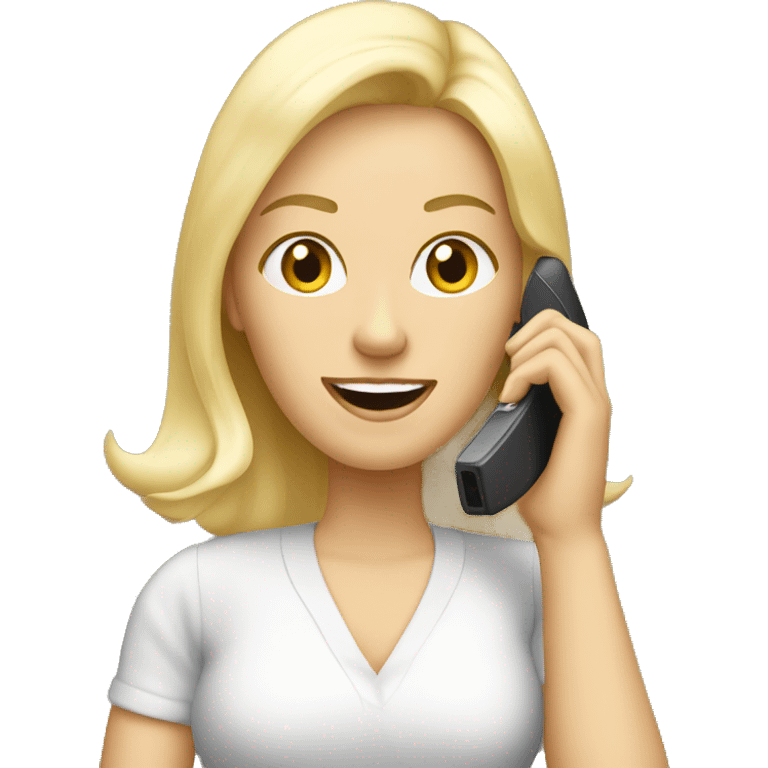 Blonde woman calling on cell phone emoji