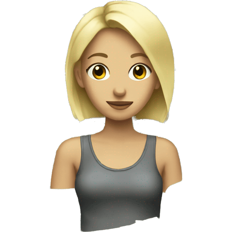 Girl with short blond hear with money on her eyes emoji