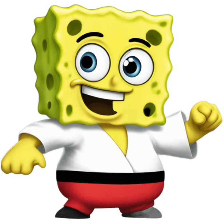 SpongeBob doing karate with Willem Dafoe emoji