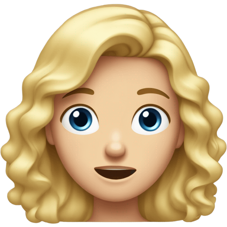 Girl with wavy blonde hair and blue eyes slapping her face emoji