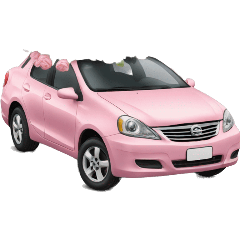 Carro rosado con flores emoji