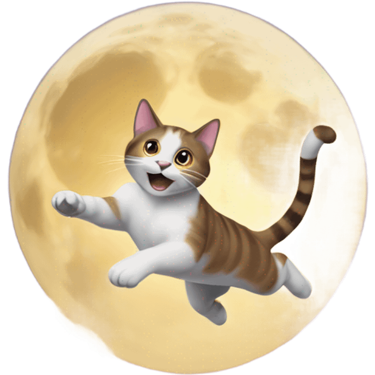 Cat jumping over moon emoji