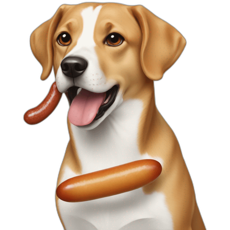 A dog swallow a sausage  emoji